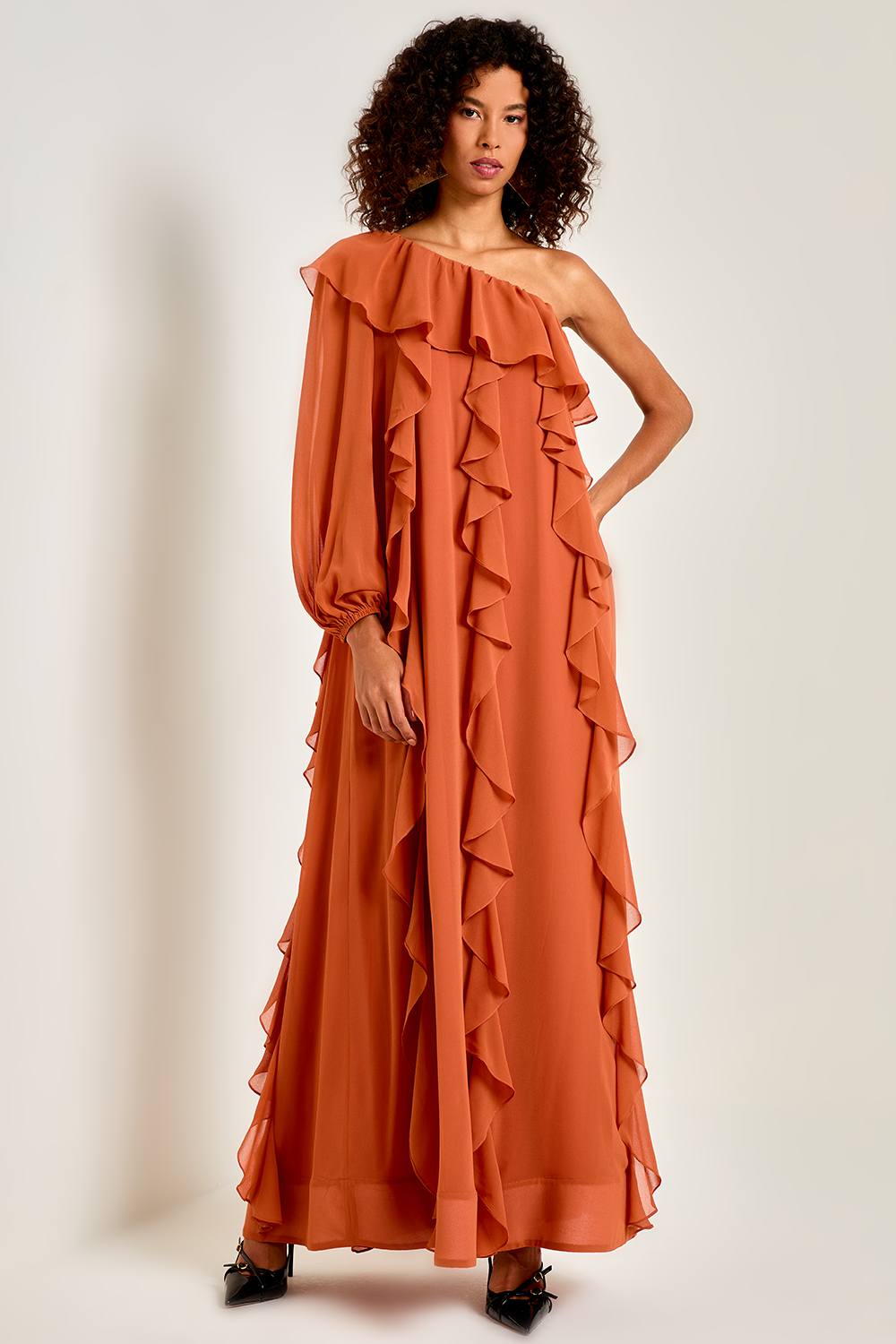 AVE RARA Vestido Longo Dixie Telha - Main Image