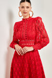 AVE RARA - Vestido Lovely Lace Vermelho