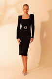 PATBO - Vestido Midi Corset Com Cinto Preto