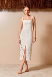 AGILITÀ - Vestido Mídi Richelieu Decote Costas OFF White