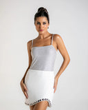 CAOS - Saia Curta Bordado Circles OFF White