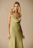 CAOS - Vestido Longo Degage Alças Bordado Verde Olivia