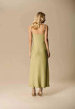 CAOS - Vestido Longo Degage Alças Bordado Verde Olivia