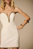 CAOS - Vestido Curto Sem Alça Bordado OFF White