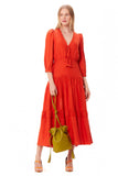 ALPHORRIA - Vestido Camadas Amarração Decote Laranja - Verão 22