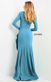 JOVANI - Vestido Longo Drapeado Azul Claro