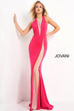 JOVANI - Vestido Longo Frente Única Rosa Pink