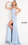 JOVANI - Vestido Longo Fenda Azul Light