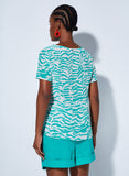 LE LIS BLANC - Tshirt Delly Estampa Geometrico Turquesa - Verão 22