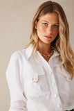 AGILITÀ - Camisa Cropped Voil Pespontos Branco