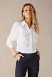 AGILITÀ - Camisa Cropped Voil Pespontos Branco