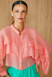 AGILITÀ - Camisa Babado Botões Rosa Monaco