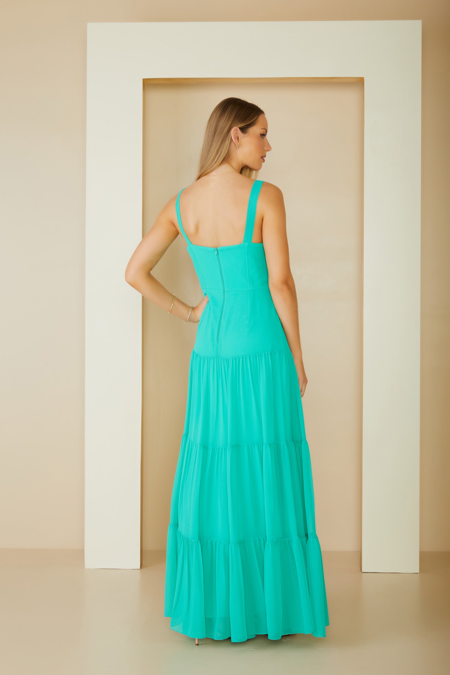 AGILITÀ - Vestido Longo Detalhe Alça Verde - Verão 23