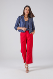 SCALON - Calça Linho Pantacropped Tulipa Vermelho - Verão 23
