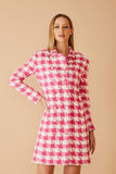 AGILITÀ - Vestido Curto Manga Tweed Pied Coq Pink