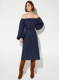 LE LIS BLANC - Vestido Sara Risca de Giz Azul Marinho - Inverno 21