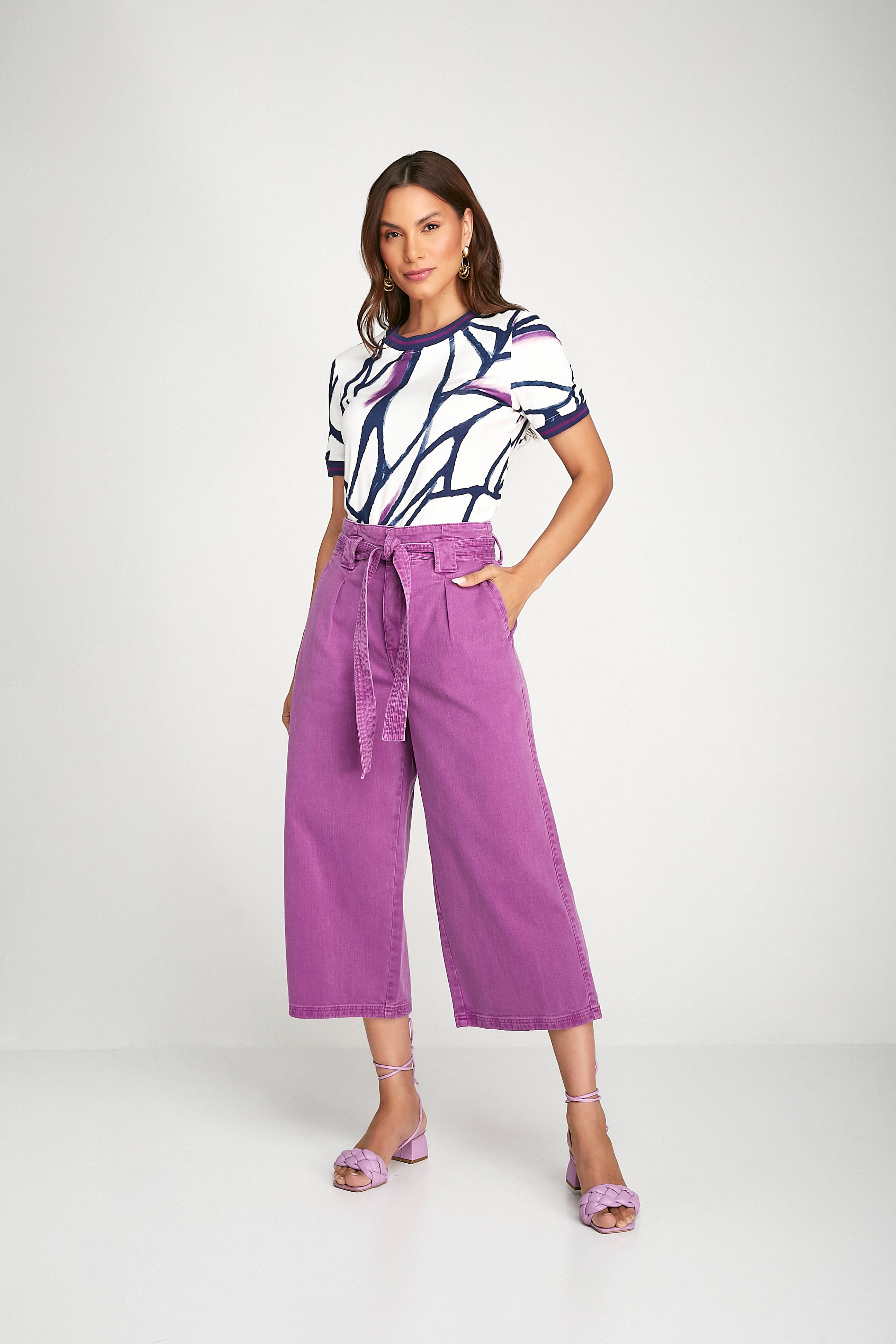 Calça scalon cintura alta top
