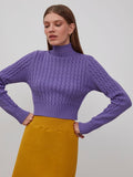 ANSELMI - Blusa Gola Alta Trama Trancada Roxo