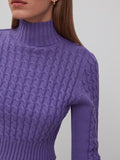 ANSELMI - Blusa Gola Alta Trama Trancada Roxo