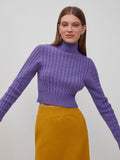 ANSELMI - Blusa Gola Alta Trama Trancada Roxo