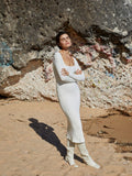 ANSELMI - Vestido Midi Manga Longa Fio Off White