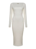 ANSELMI - Vestido Midi Manga Longa Fio Off White