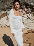 ANSELMI - Vestido Midi Manga Longa Fio Off White