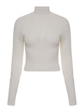 ANSELMI - Blusa Gola Alta Trama Trancada Off White