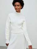 ANSELMI - Blusa Gola Alta Trama Trancada Off White