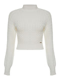 ANSELMI - Blusa Gola Alta Trama Trancada Off White