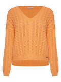 ANSELMI - Blusa Dec V Detalhe Trama Laranja