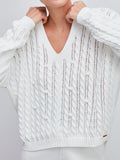 ANSELMI - Blusa Dec V Detalhe Trama Off White