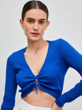 ANSELMI - Blusa Cropped Amarração Frente Azul Royal