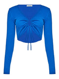 ANSELMI - Blusa Cropped Amarração Frente Azul Royal