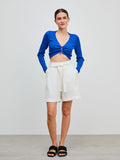 ANSELMI - Blusa Cropped Amarração Frente Azul Royal