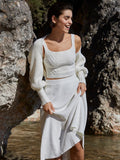 ANSELMI - Top Fio Detalhe Trama Off White