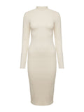 ANSELMI- Vestido Midi Manga Longa Bege