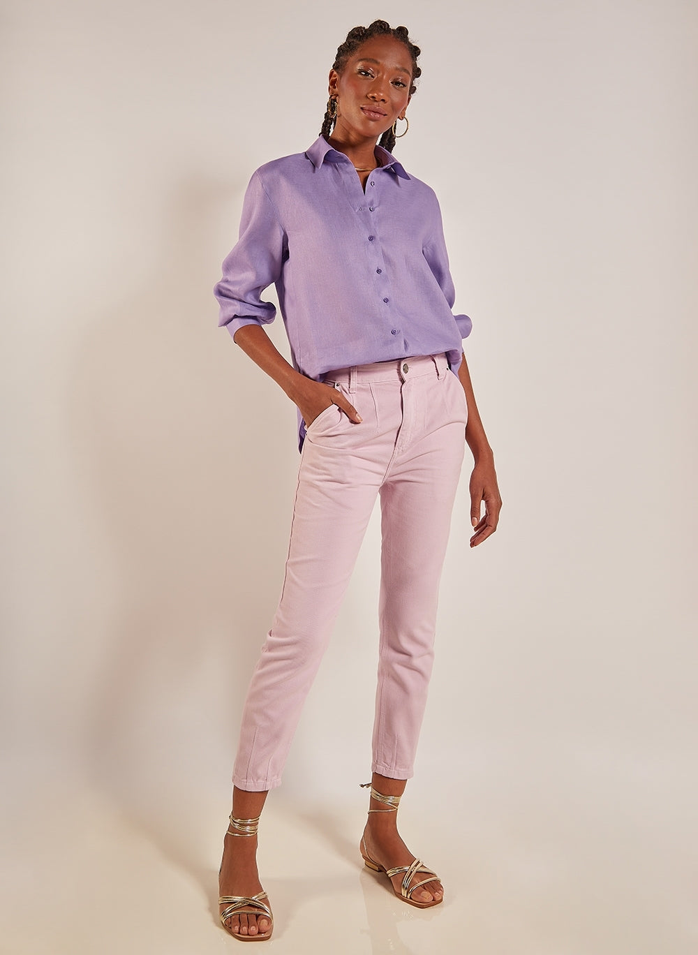 LE LIS BLANC - Calça Flavia Color Roxo Claro - Verão 23