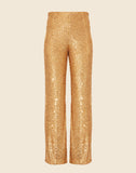 AMISSIMA - Calça Pantalona Paete Shine Amarelo Dourado - Verão 23