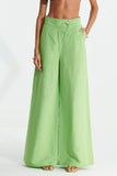 L'CECCI - Calça Linho Pantalona Com Cinto Verde Kiwi - Verão 23