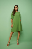 SCALON - Vestido Crepe Curto Planta Verde - Verão 23