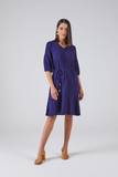 SCALON - Vestido Crepe Curto Com Cinto Mirtilo - Verão 23