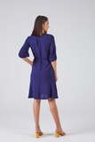 SCALON - Vestido Crepe Curto Com Cinto Mirtilo - Verão 23