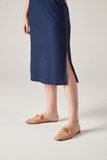 SCALON - Vestido Malha Denim Midi Destroyer - Verão 23