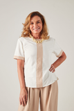 SCALON - Blusa Tactel Manga Curta Off White - Verão 23