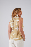 SCALON - Blusa Viscose Sem Manga Estampa Ouro - Verão 23