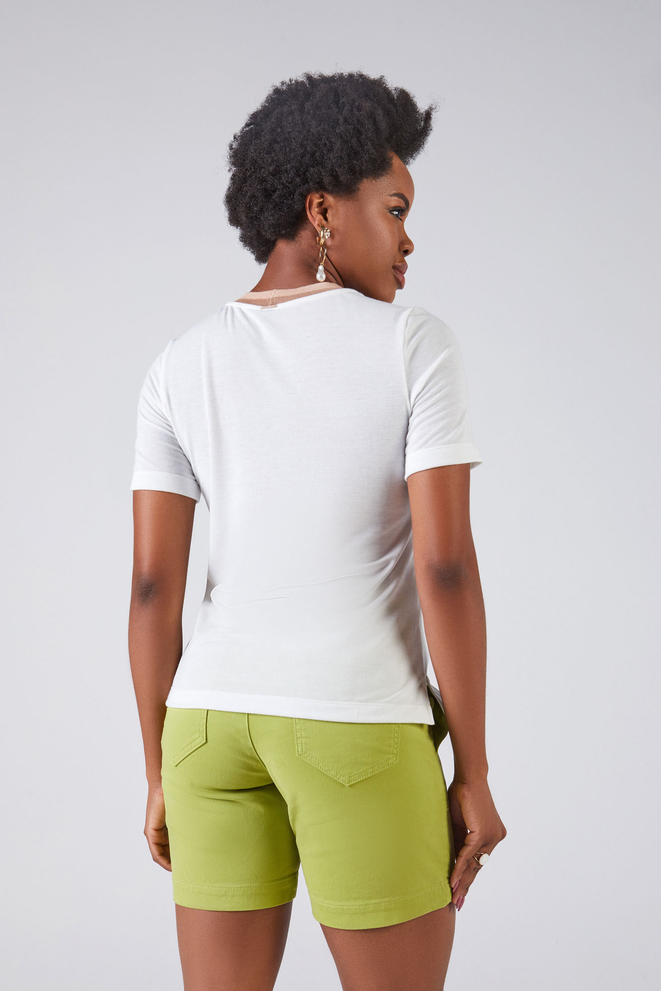 SCALON - T-shirt Malha Manga Curta Ritual Bem Estar Off White - Verão 23