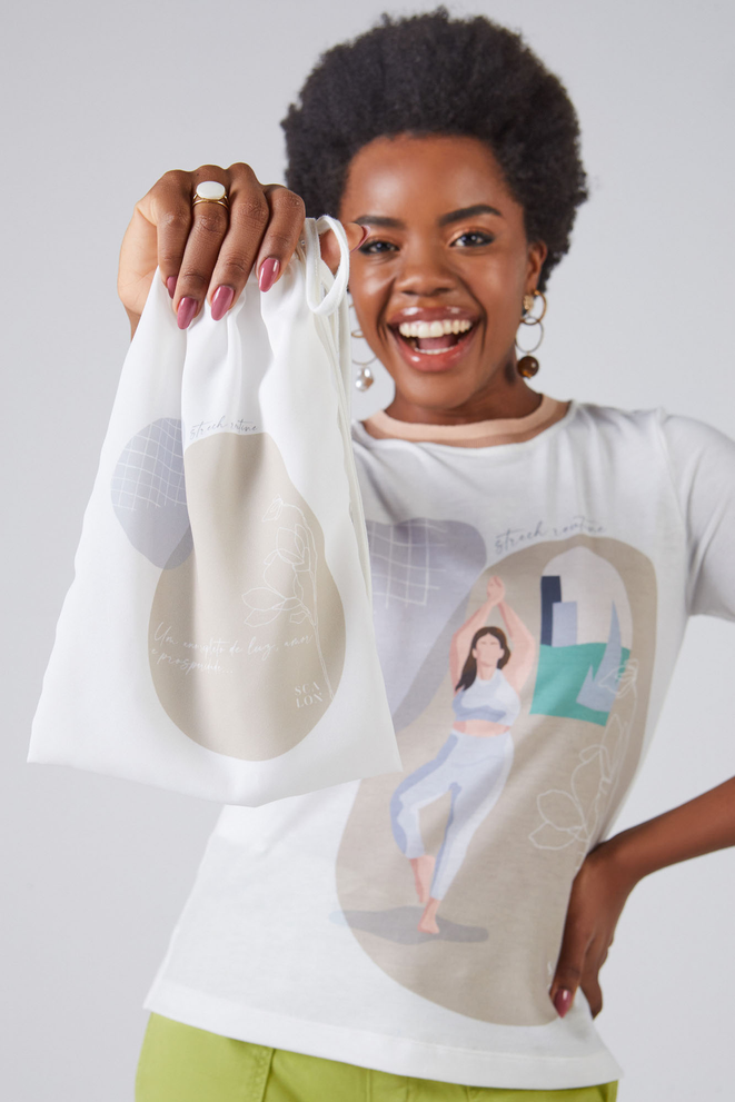 SCALON - T-shirt Malha Manga Curta Ritual Bem Estar Off White - Verão 23