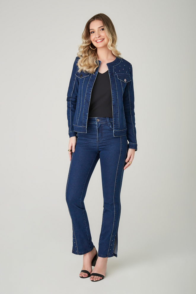 SCALON - Casaco Manga Longa Destroyer Jeans Escuro