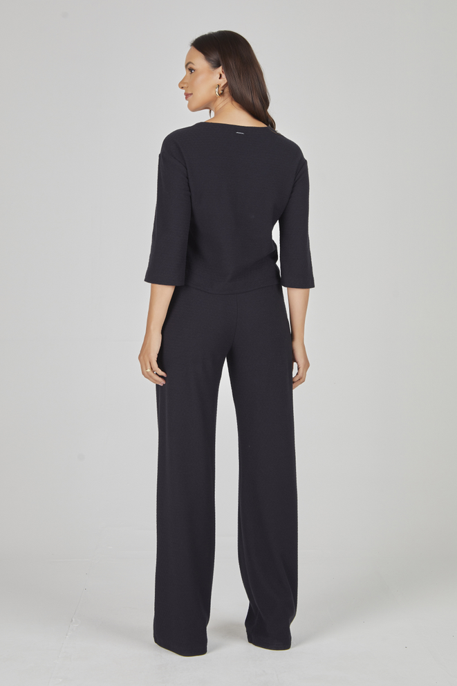 SCALON - Conjunto Malha Jacquard Preto